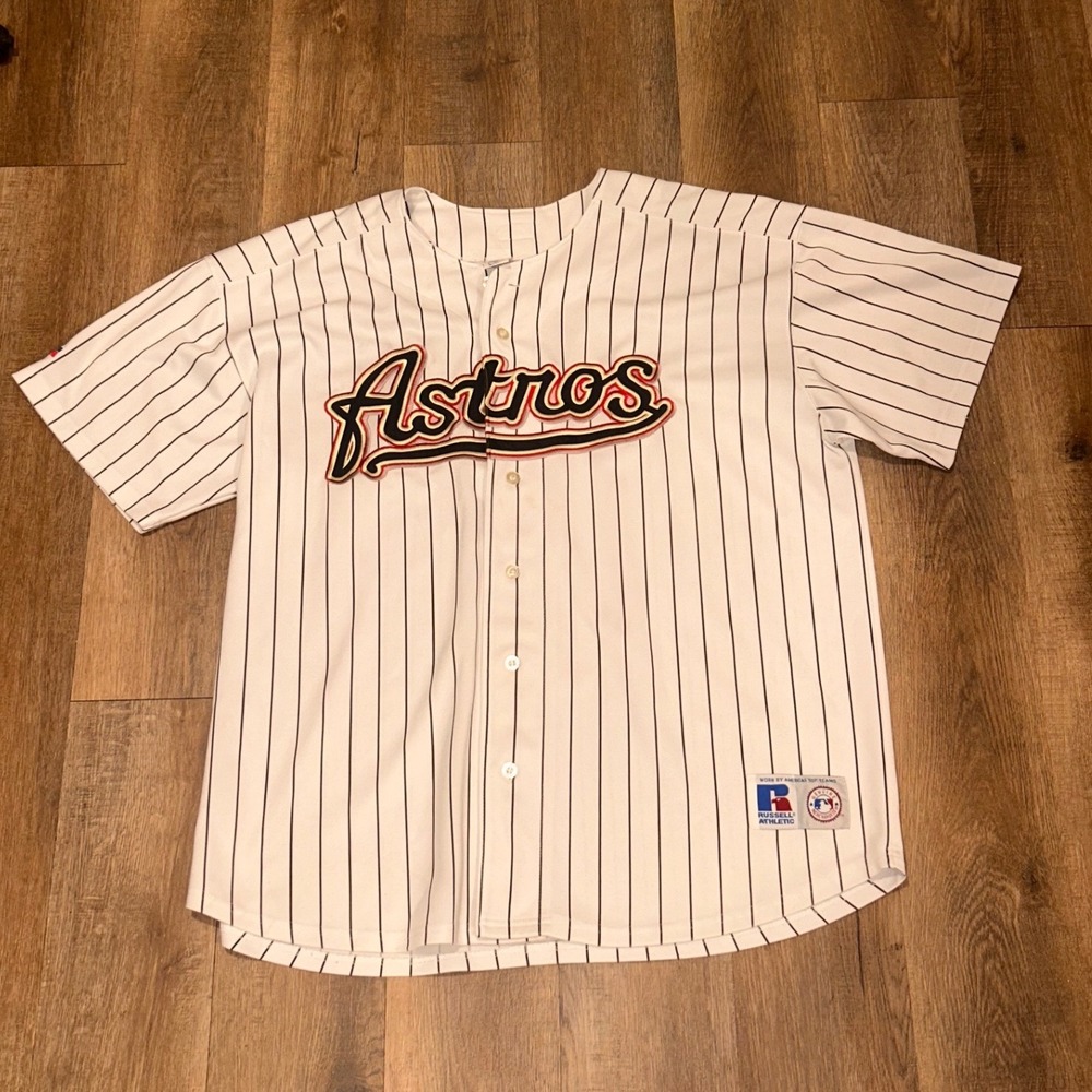 Vintage Russell Athletic Houston Astros Pinstripe Baseball Jersey Mens 3X MLB